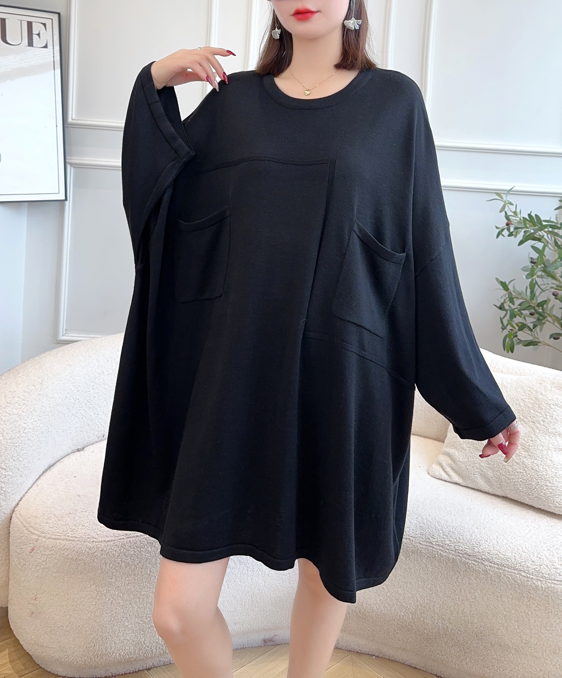 A58秋冬新款羊毛宽松大版时尚百搭休闲圆领套头针织衫