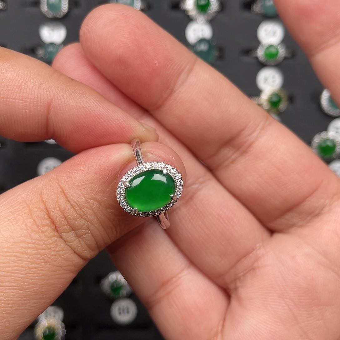 翡翠银S925镶嵌耳饰