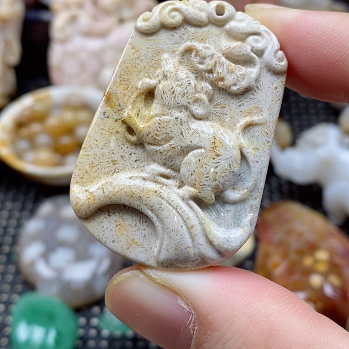 硅化珊瑚（珊瑚玉）颈饰未镶嵌