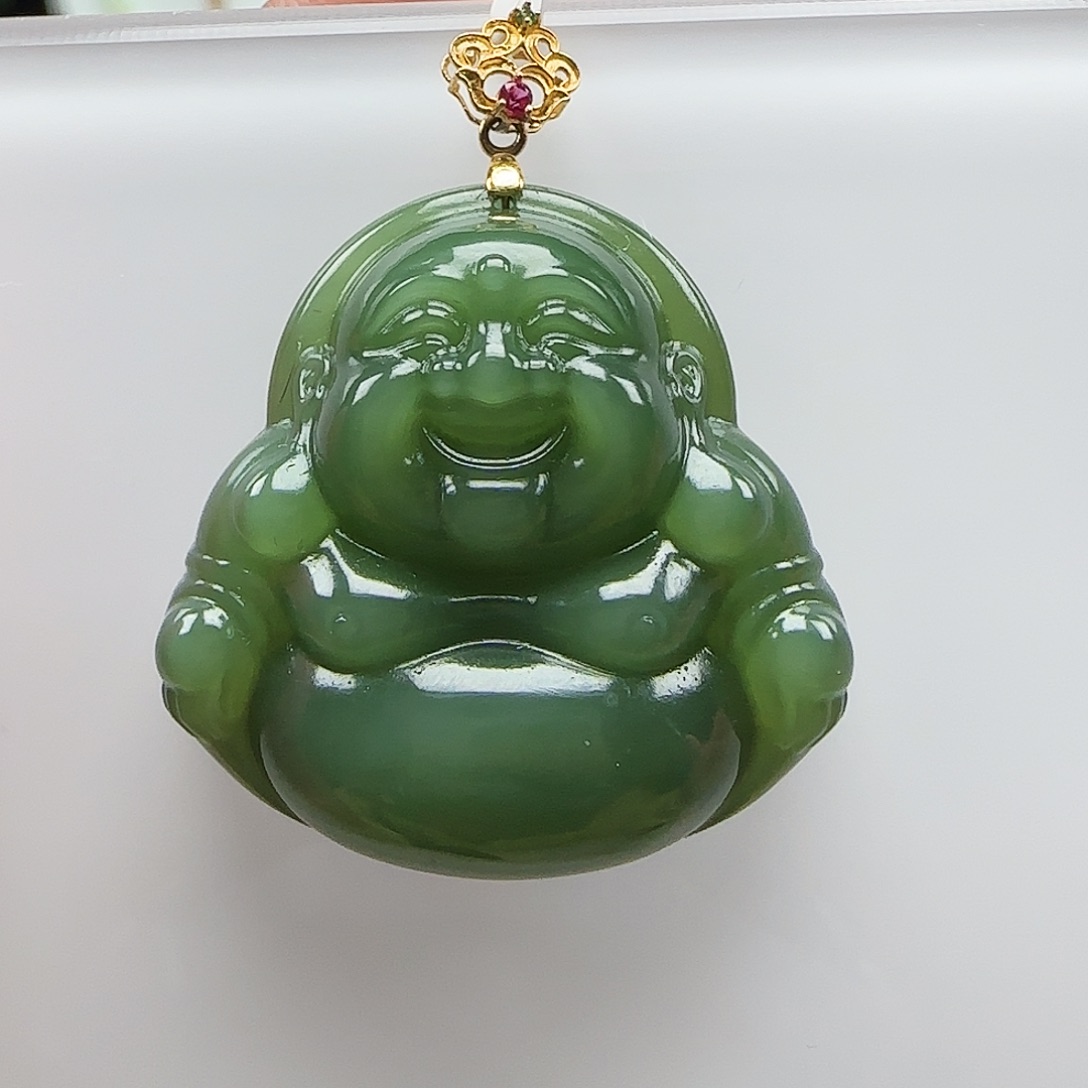 和田玉颈饰18K金镶嵌