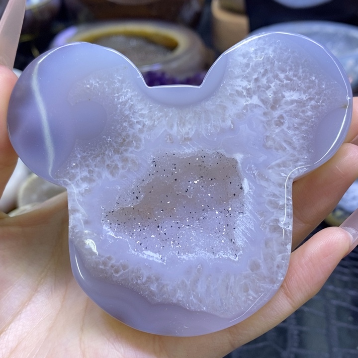 未镶嵌珠宝半成品水晶白啵啵米奇摆件