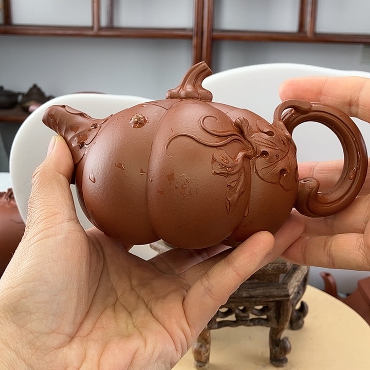 紫砂茶壶大*红皮龙。330C。南瓜