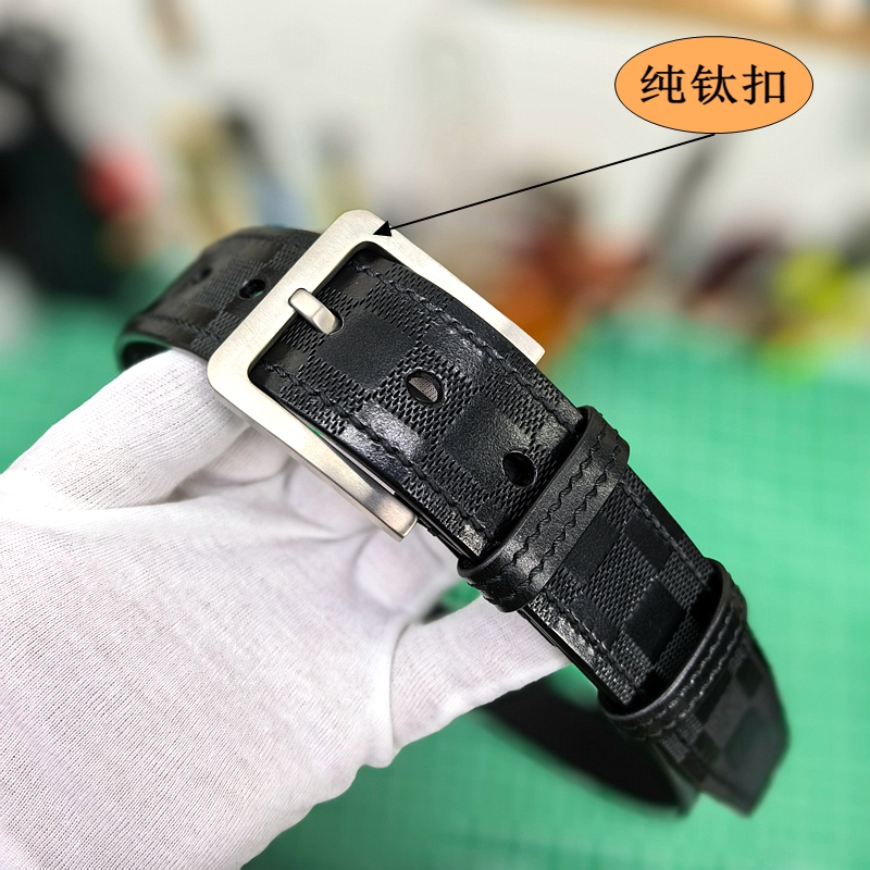 （纯钛针扣+马缰光面）男士真皮头层牛皮皮带平滑扣时尚 手工定制款