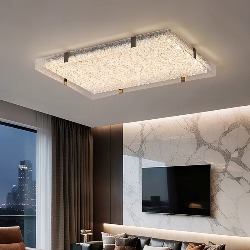 2025新款设计师客厅灯吸顶灯璀璨绚丽几何长方形大厅主灯具全光谱