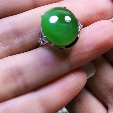 和田玉银S925镶嵌戒指