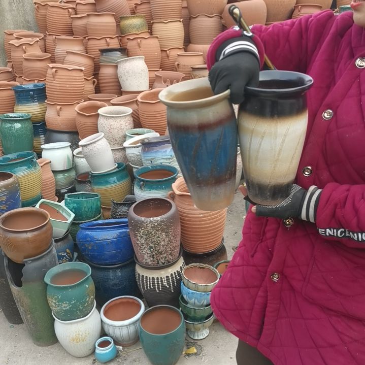 红陶口14高24瑕疵两个盆子