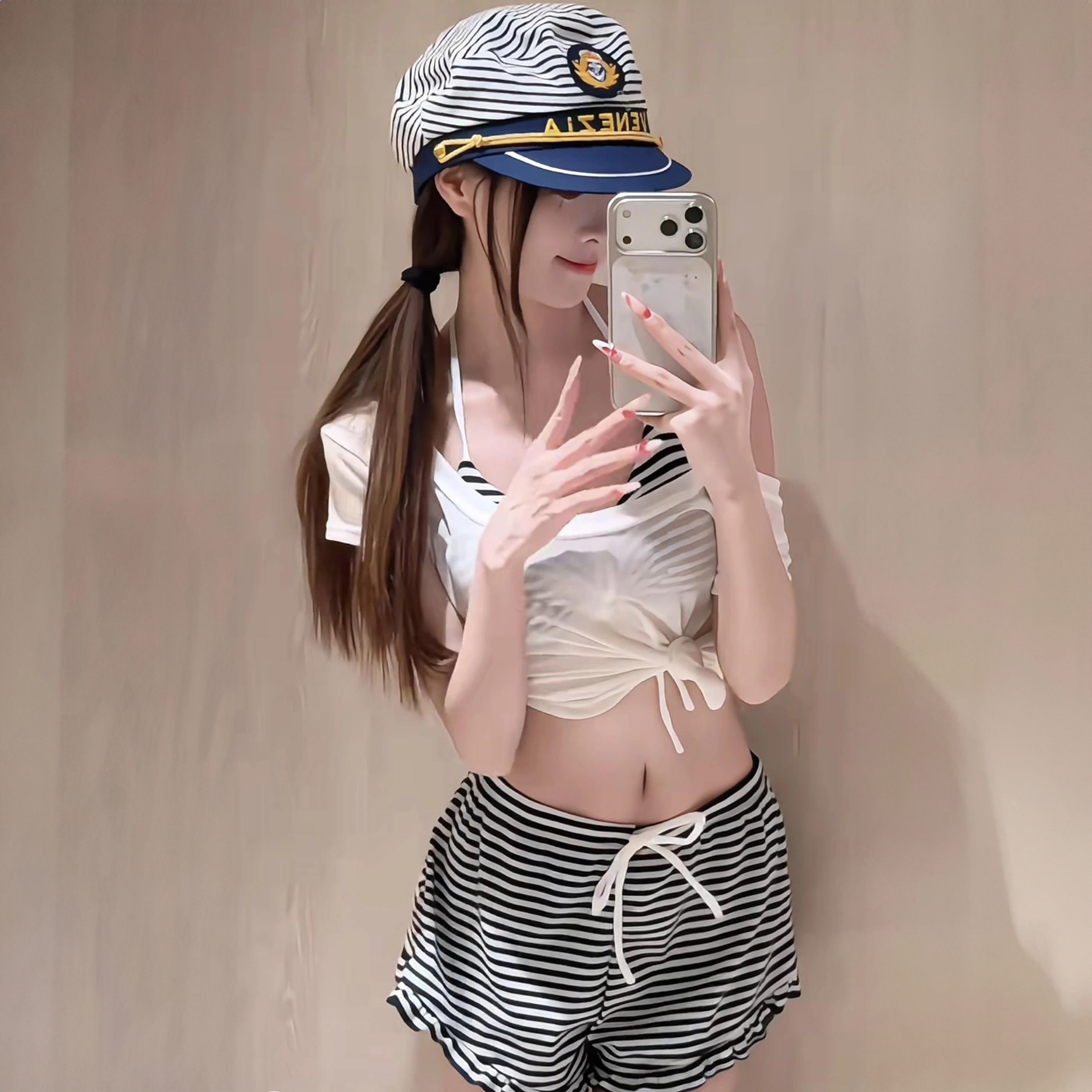 条纹纯欲辣妹比基尼泳衣女温泉度假显瘦高级感
