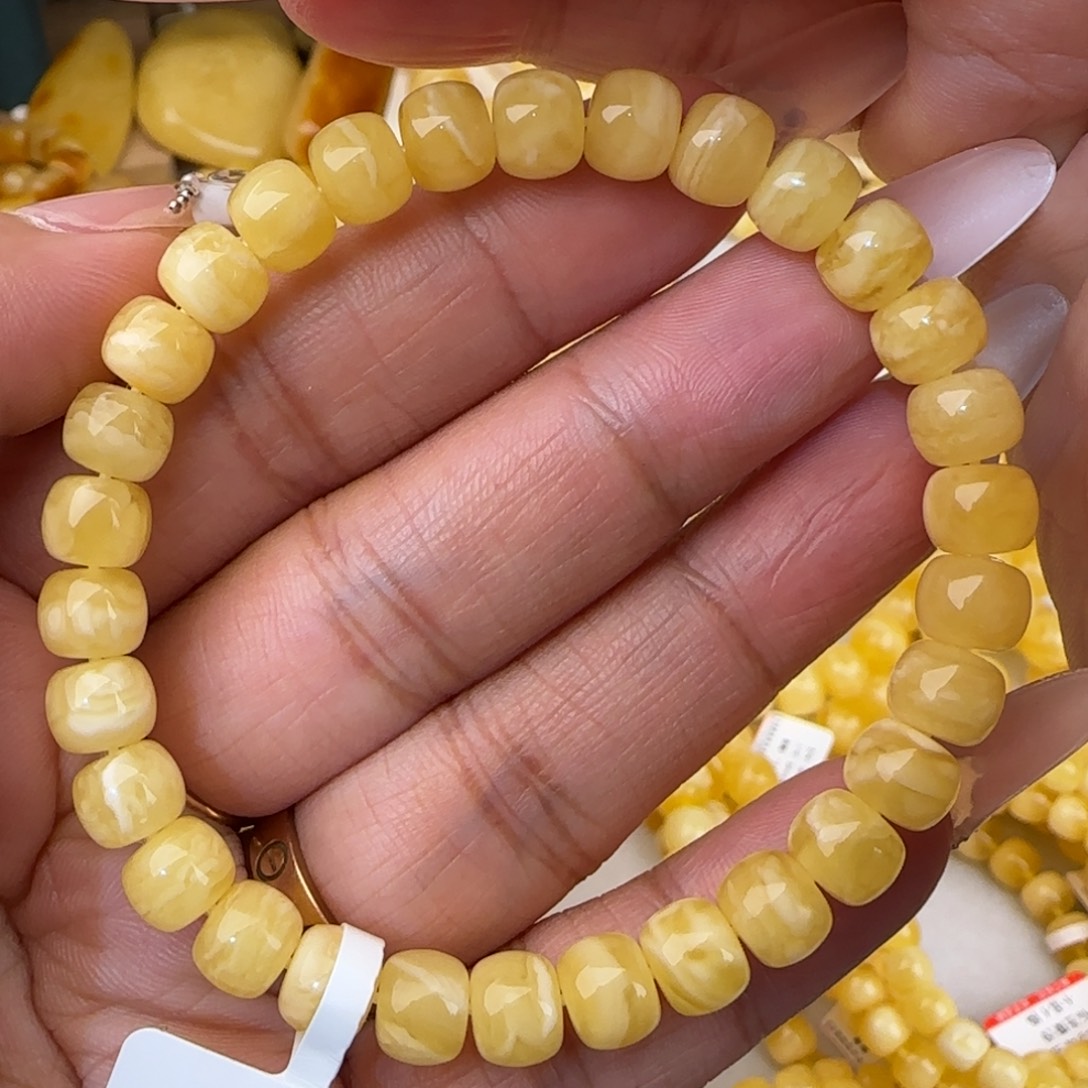 蜜蜡未镶嵌手链虎皮妖花老型手串