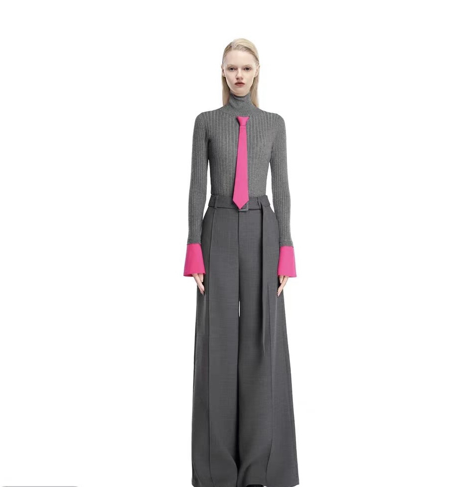 KUNSWEAR/琨丝薇尔25WI 时尚简约腰带阔腿裤气质长西裤 838005030