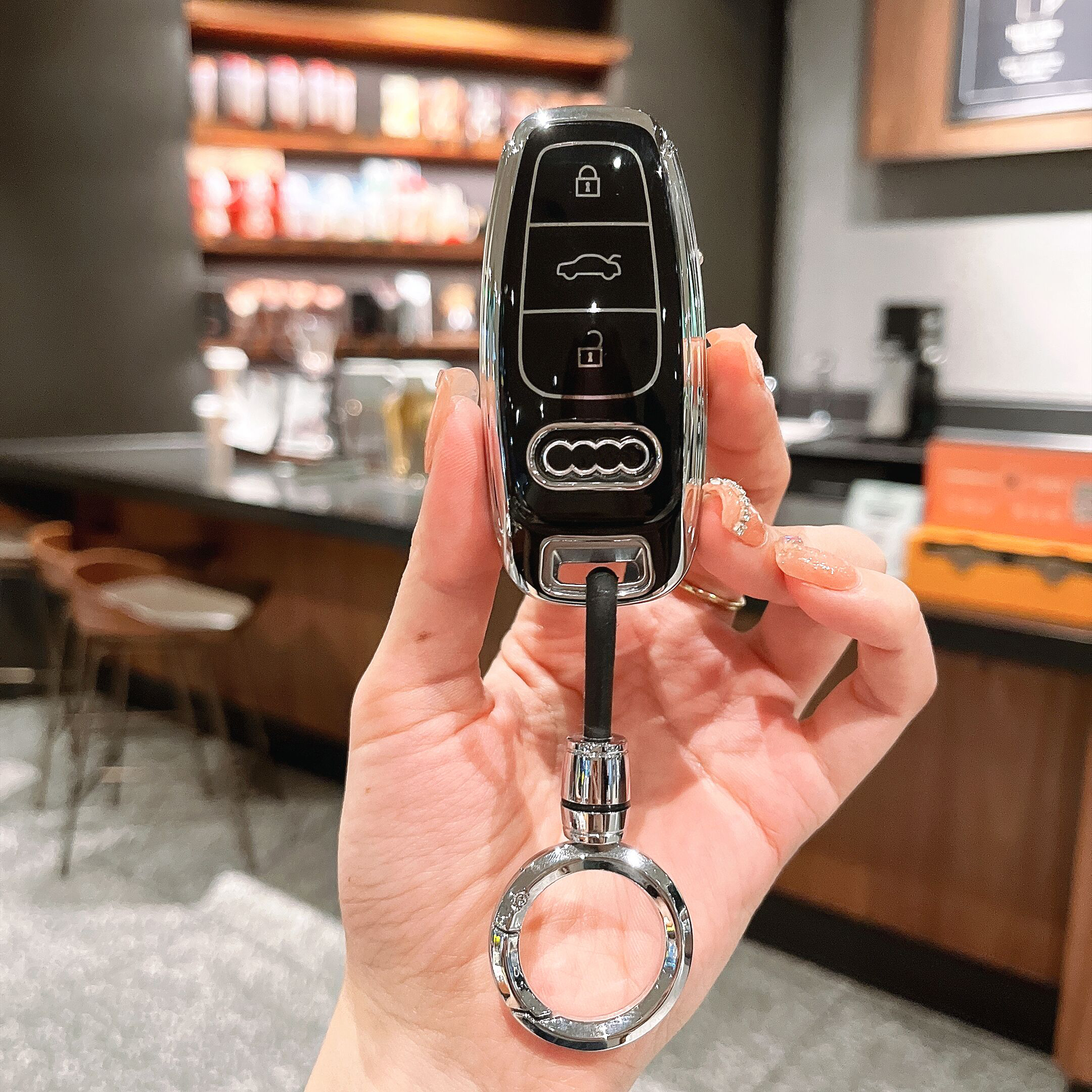 适用于奥迪a6l车钥匙套a4l壳q5l扣q3l包a6/a4/a7a8q7q8高档保护套