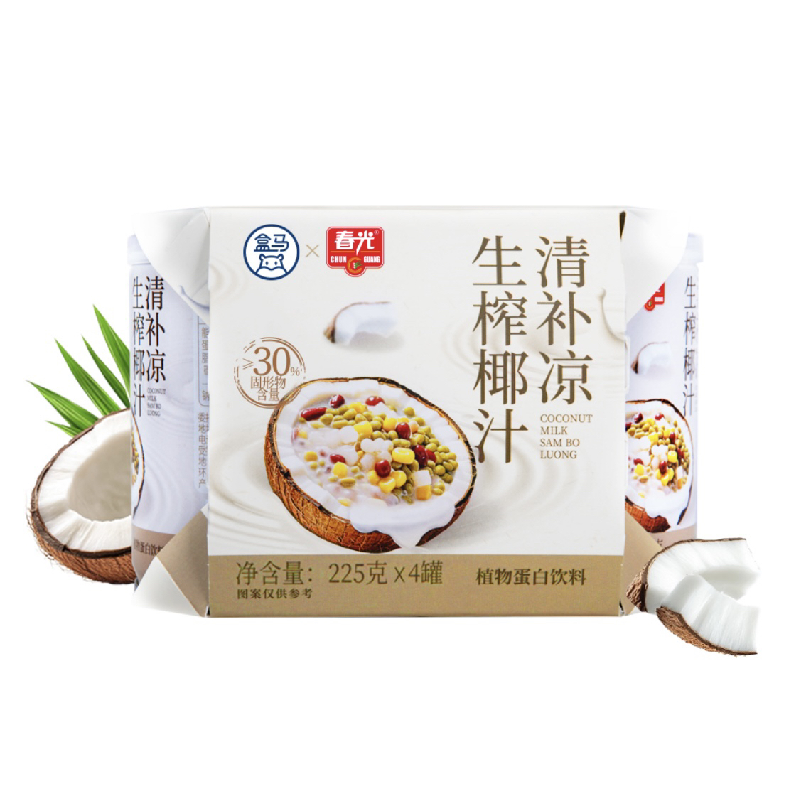 盒马春光联名款生榨椰汁清补凉225g*4盒清爽凉口冰镇口感更佳包邮
