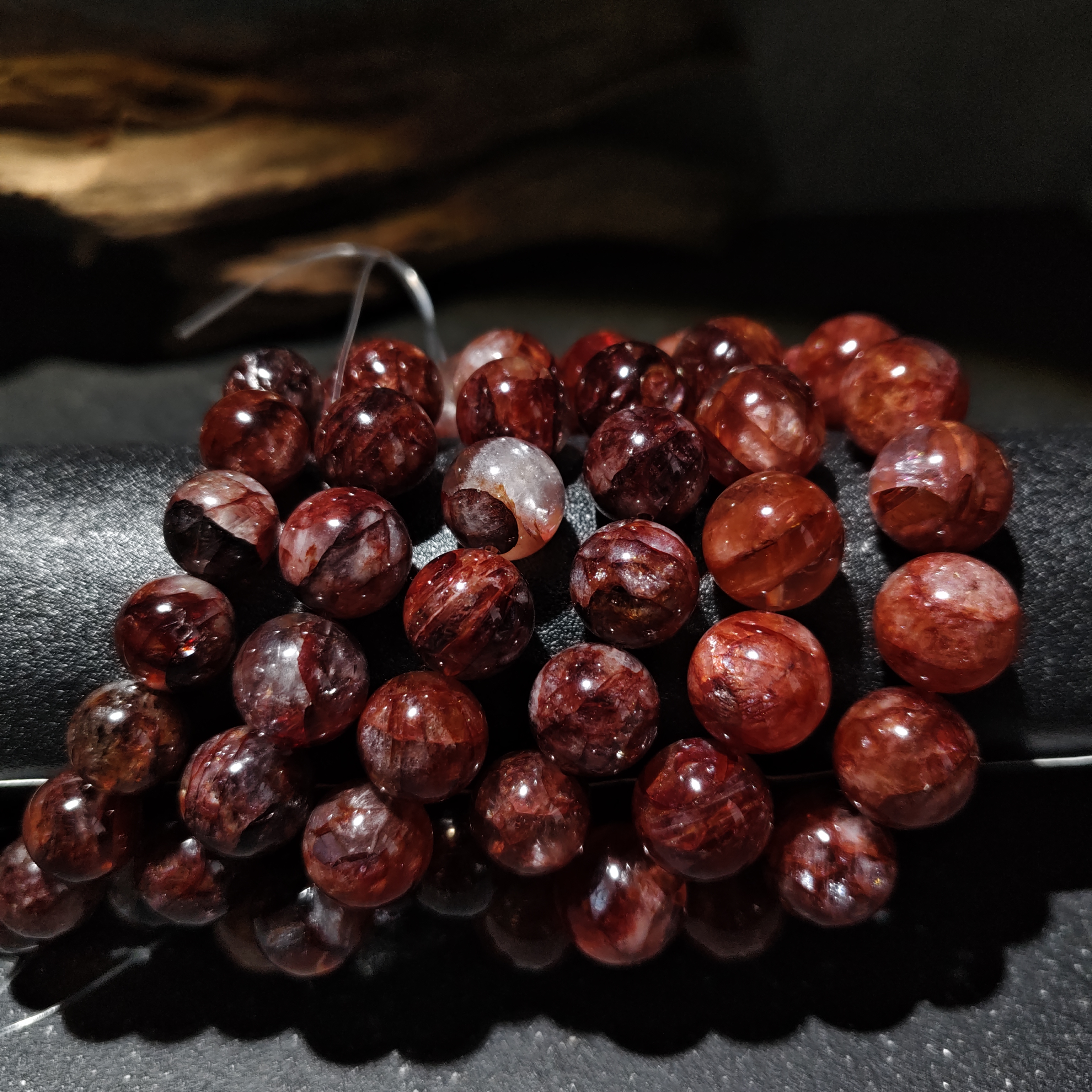 【黑胖珠宝】H0893  天然水晶红胶花手链 多样性发其一 