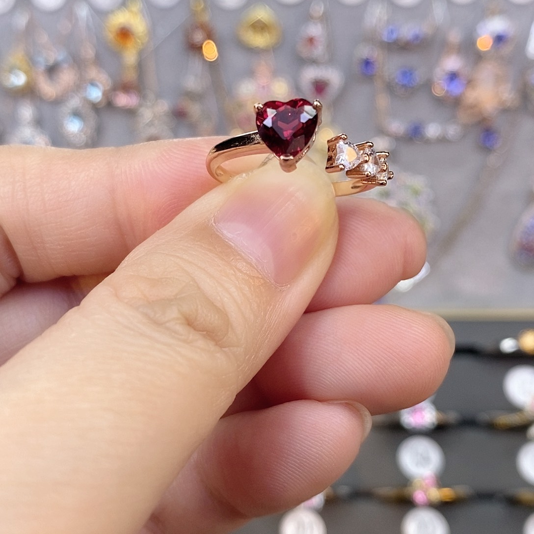 石榴石戒指银S925镶嵌