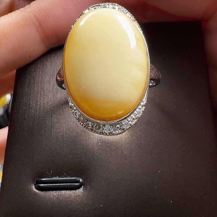 @***玉蜜蜡银S925镶嵌戒指戒指