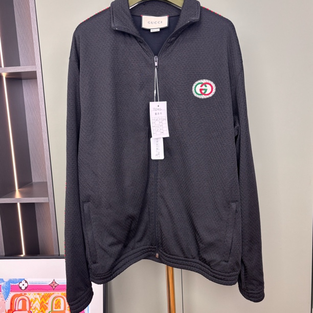 99新 GUCCI/古驰 JSJ0012/M码/字母印花拉链立领长袖夹克外套