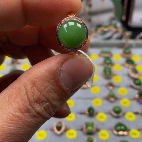 和田玉（碧玉）戒指银S925镶嵌