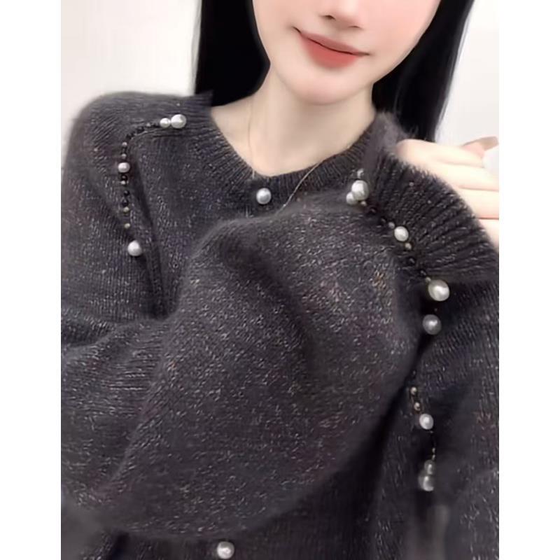 {黑灰色开衫-高级灰浣熊亮片]~新款网红百搭长袖时尚休闲衣