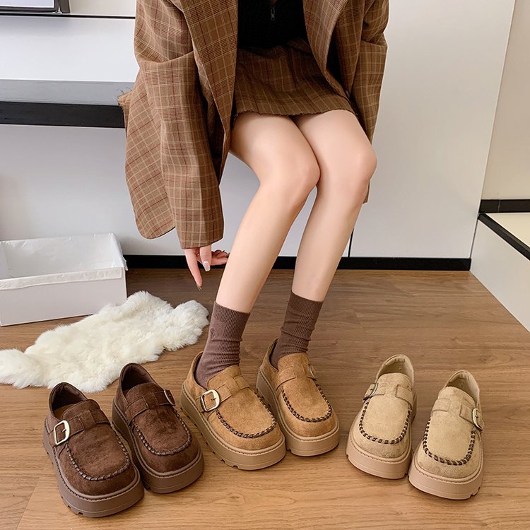 厚底百搭勃肯鞋女2025新款秋季复古小个子增高休闲单鞋1286-6