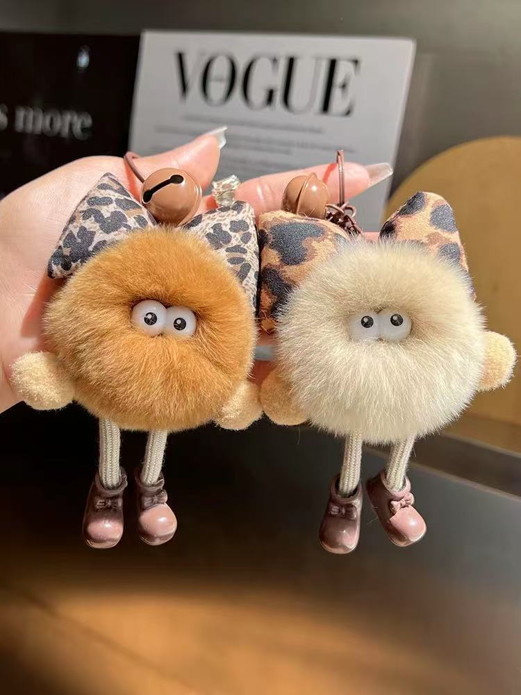 《野儿服饰》煤球小熊兔毛挂件情侣款书包挂件毛绒
