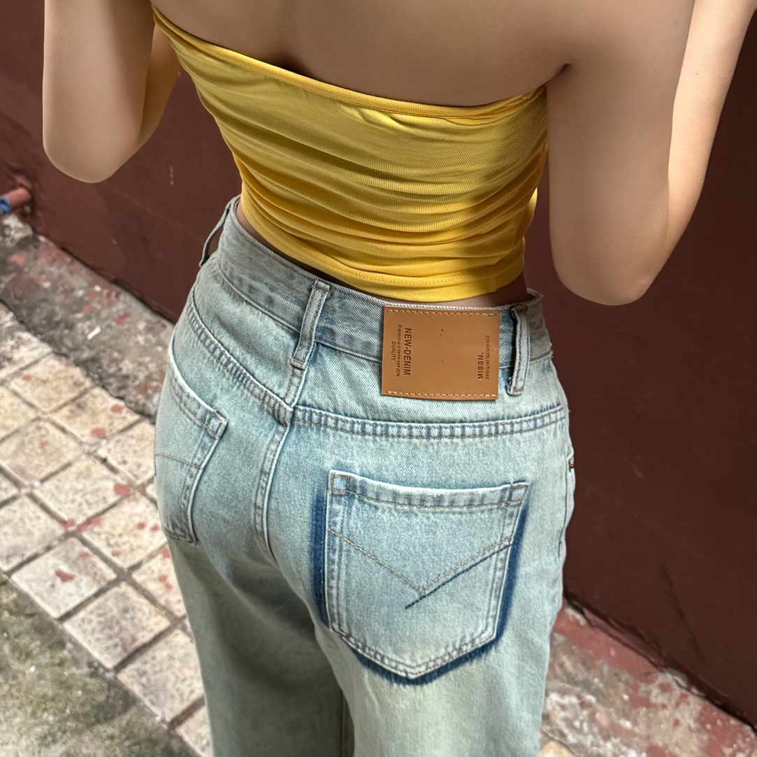 2025百搭女装加厚全新宽松直筒牛仔裤拍2送1（水洗开口正常）