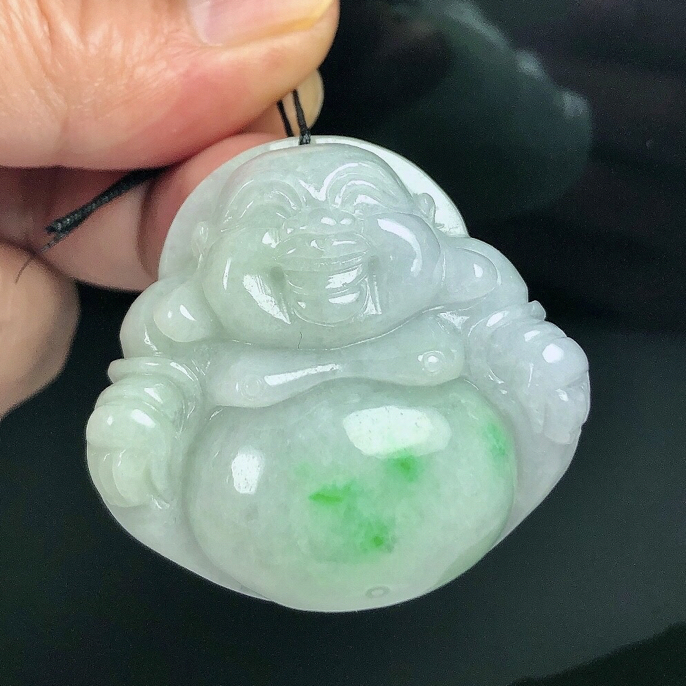 缅甸天然翡翠A货，厚装飘阳绿大佛公吊坠官方正品翡翠大玉佛公挂坠