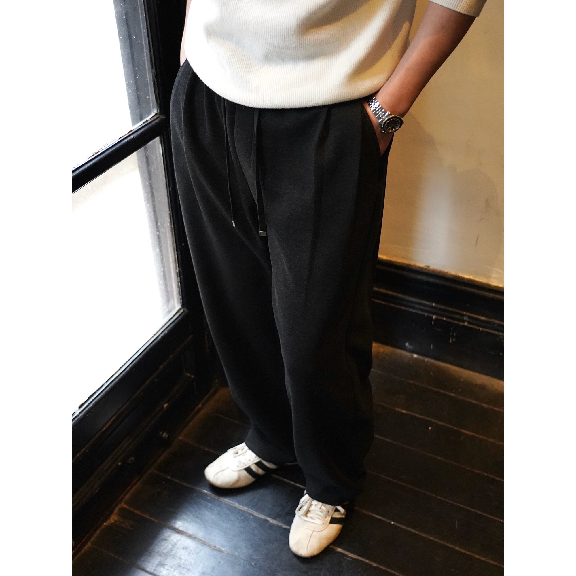 醋酸羊毛-极简立体剪裁重磅男士秋冬直筒休闲裤