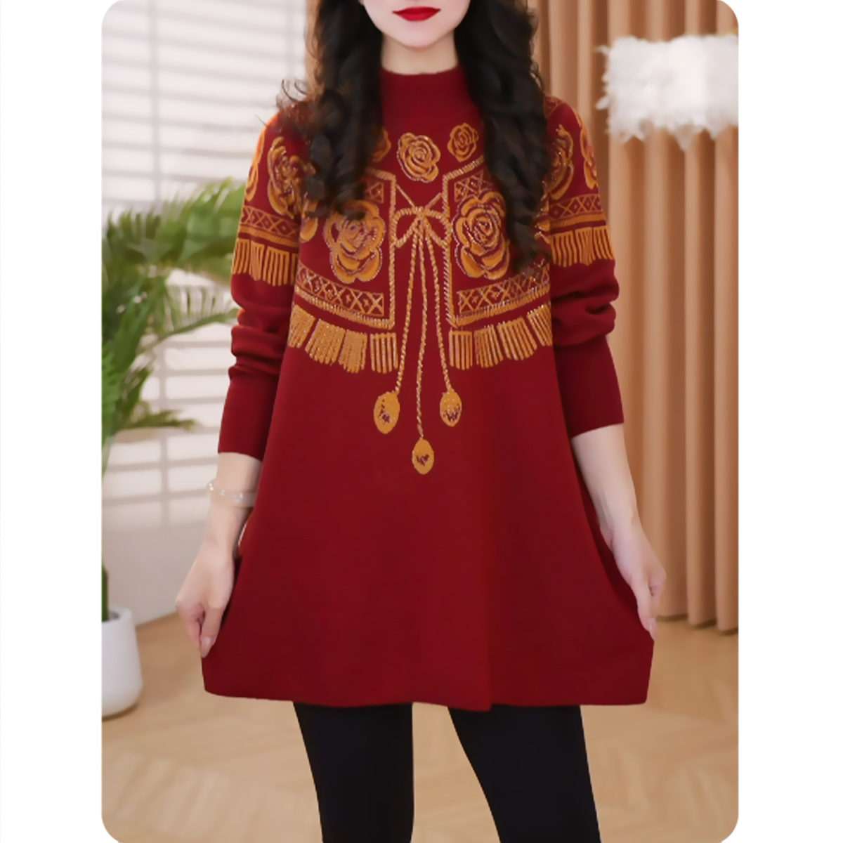 |TS4|玫瑰新款时髦女士毛衫优雅上衣显瘦女装4ZS01251069