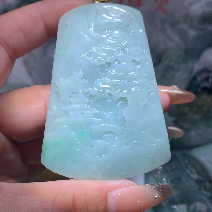 翡翠未镶嵌颈饰保真天然A货翡翠