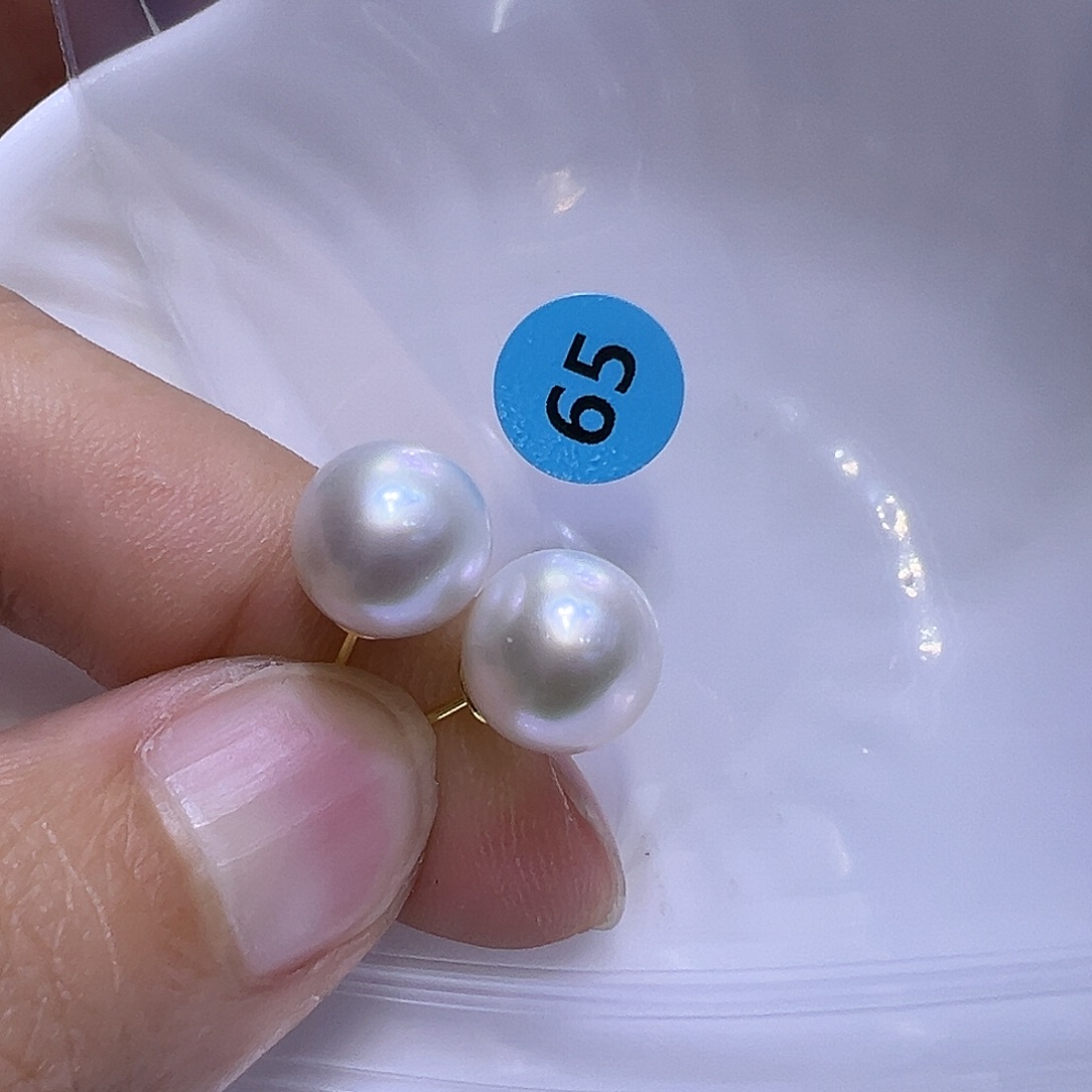 淡水珍珠银S925镶嵌耳饰