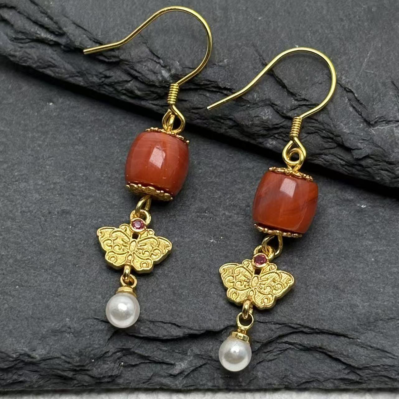 【迎迎甄选】南红设计款耳坠E010  多样性发一