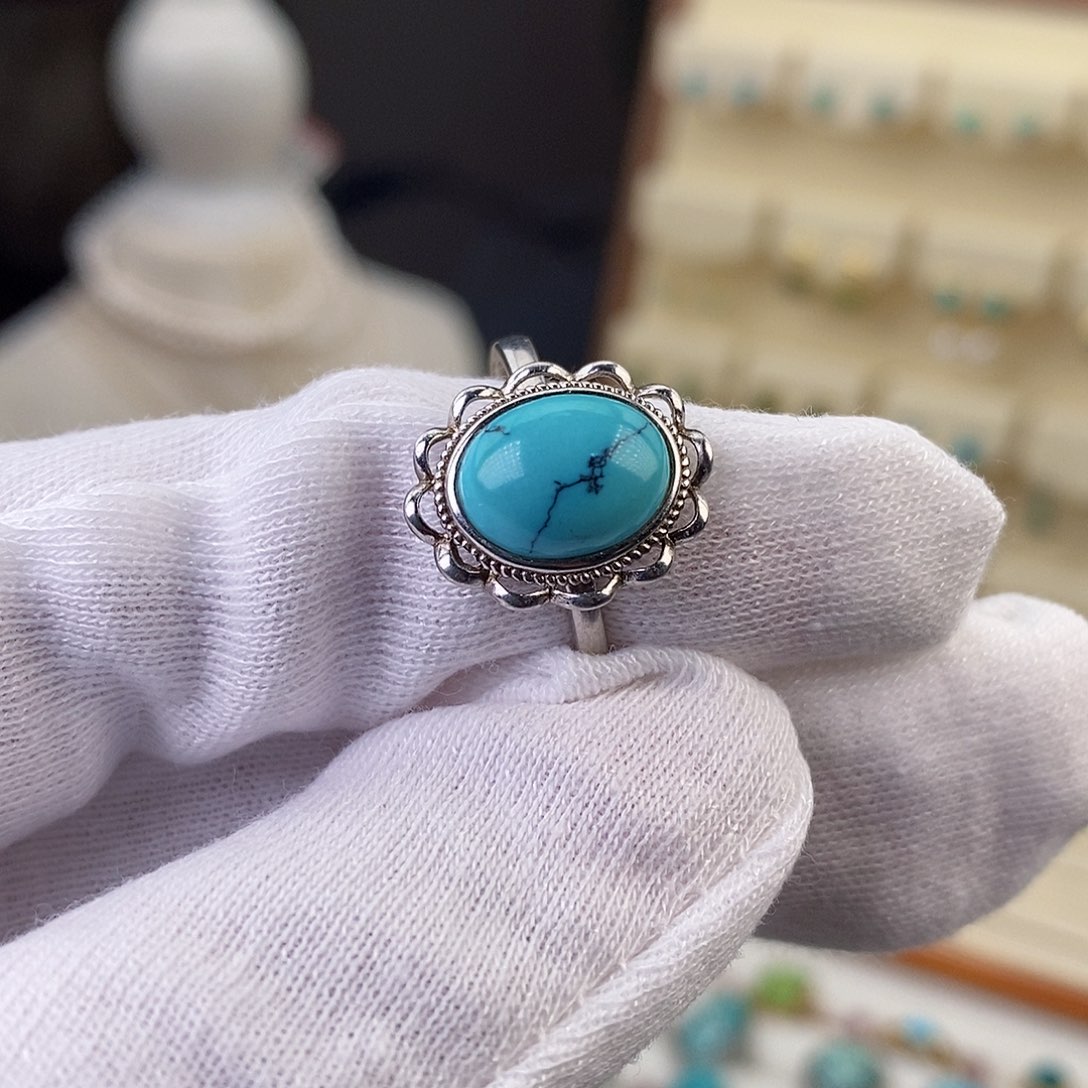 绿松石戒指银S925镶嵌