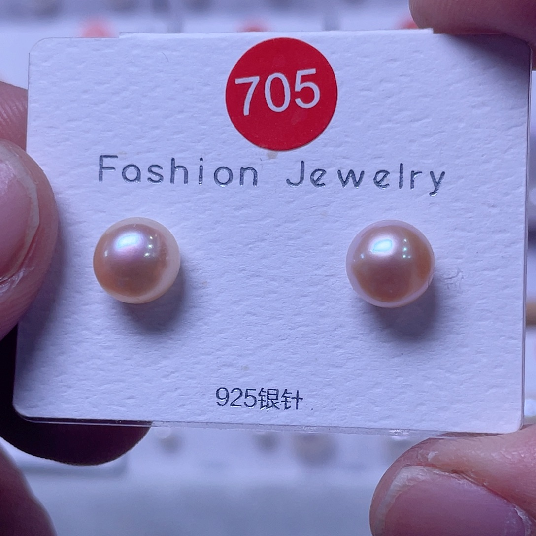 耳饰银S925镶嵌淡水珍珠