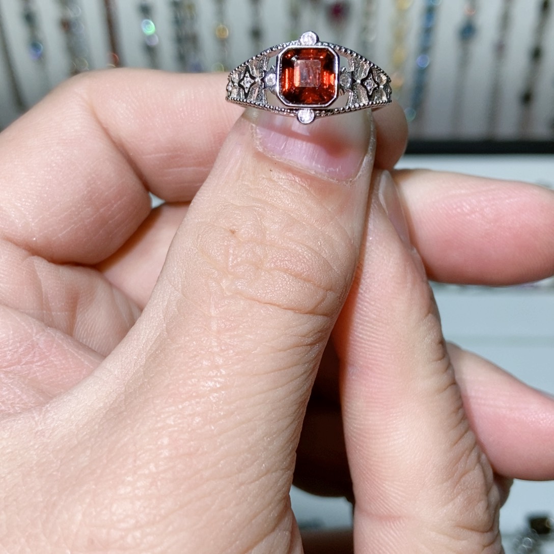 绿水晶戒指银S925镶嵌