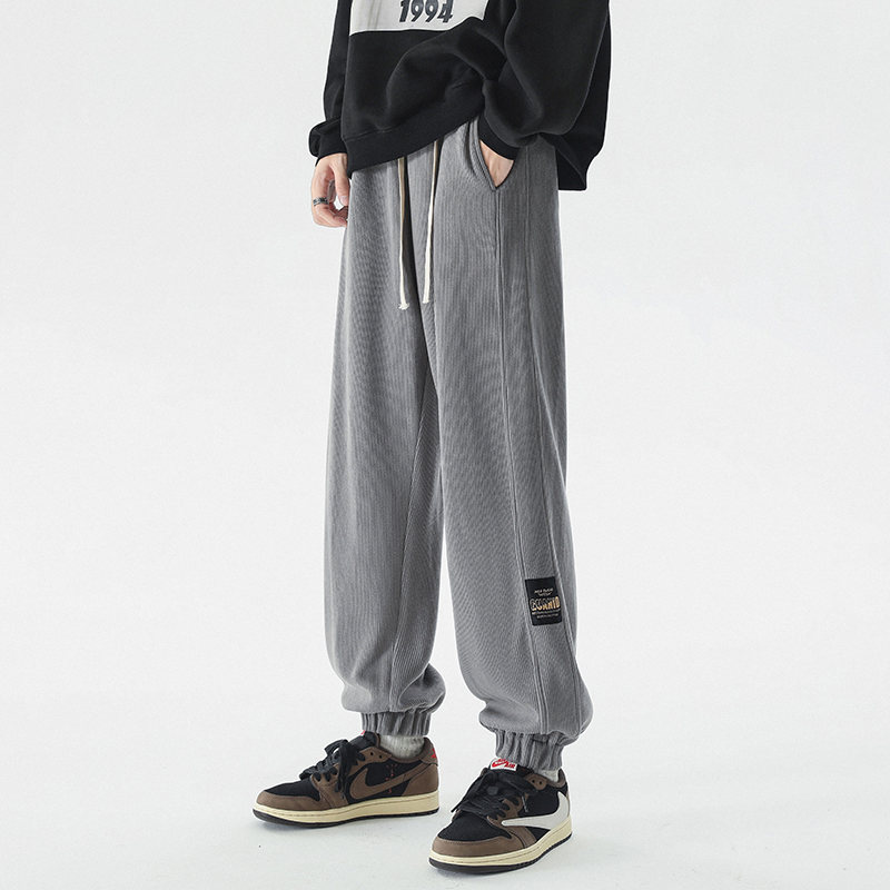 66223和66223J美式复古情侣百搭高街大码灯芯绒贴标休闲束脚卫裤