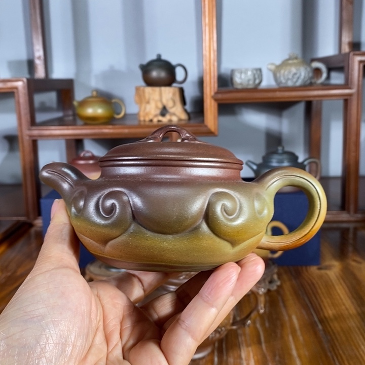 紫砂茶壶270cc仿古如意 底槽清