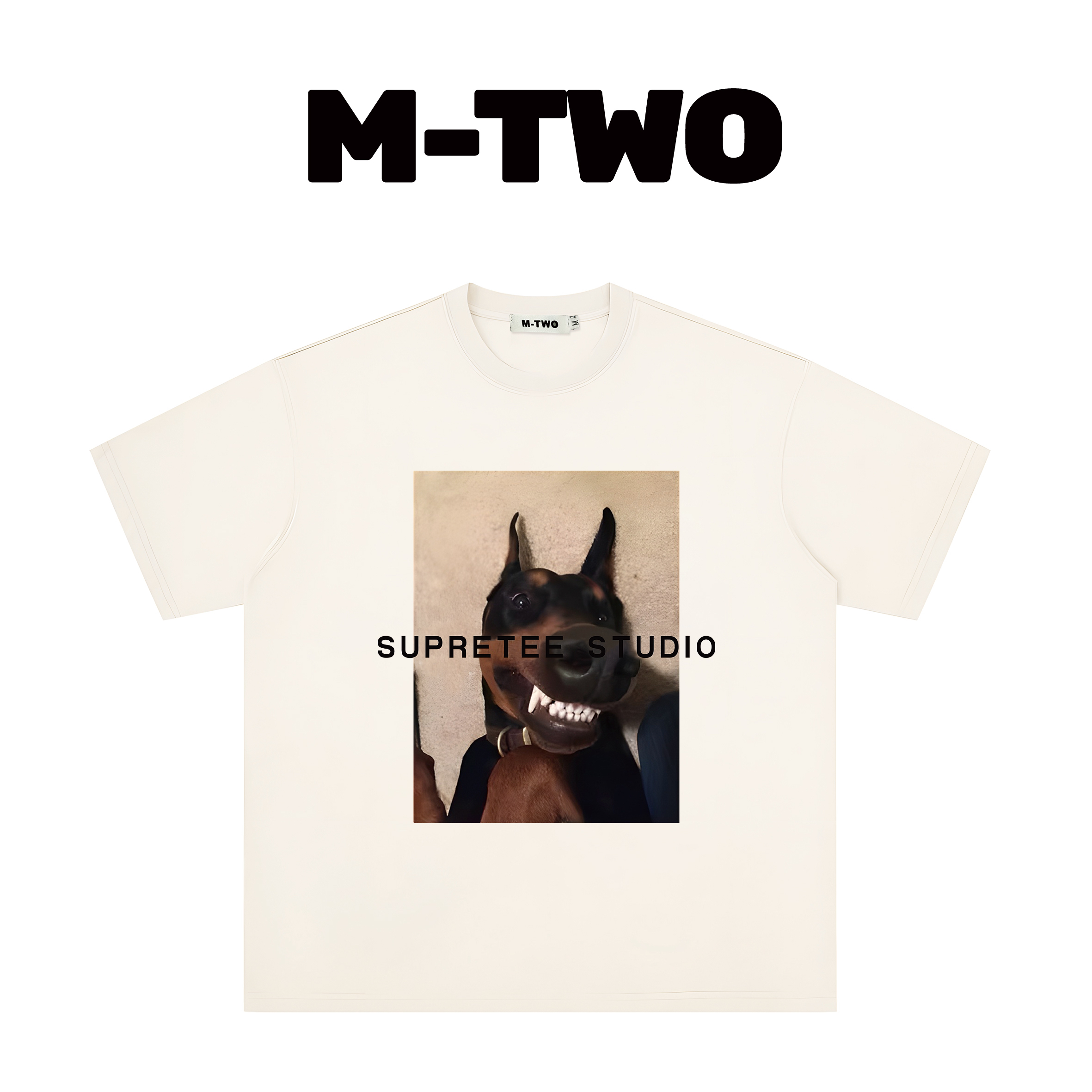 MTWO 恶搞杜宾 高克重 男女同款潮牌T恤