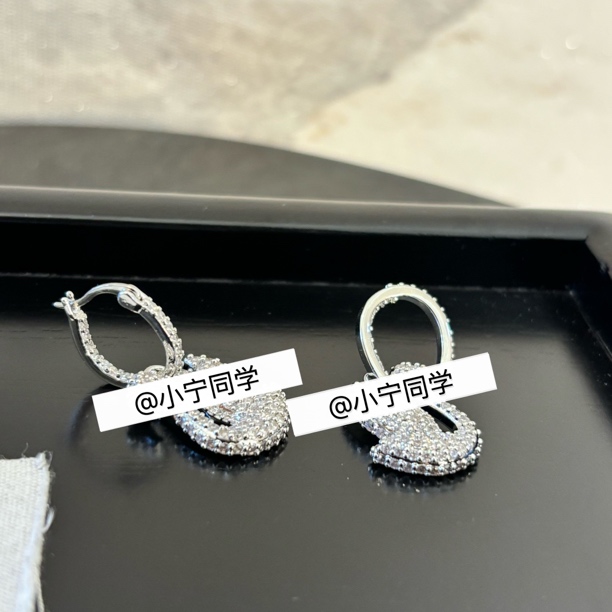 铜合金仿水晶耳饰 铜合金合成锆石耳饰 白天鹅耳环EH3199