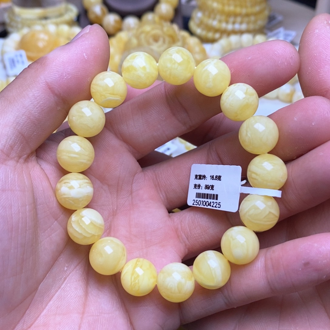 【闪购商品】蜜蜡裸石未镶嵌12+圆珠手串