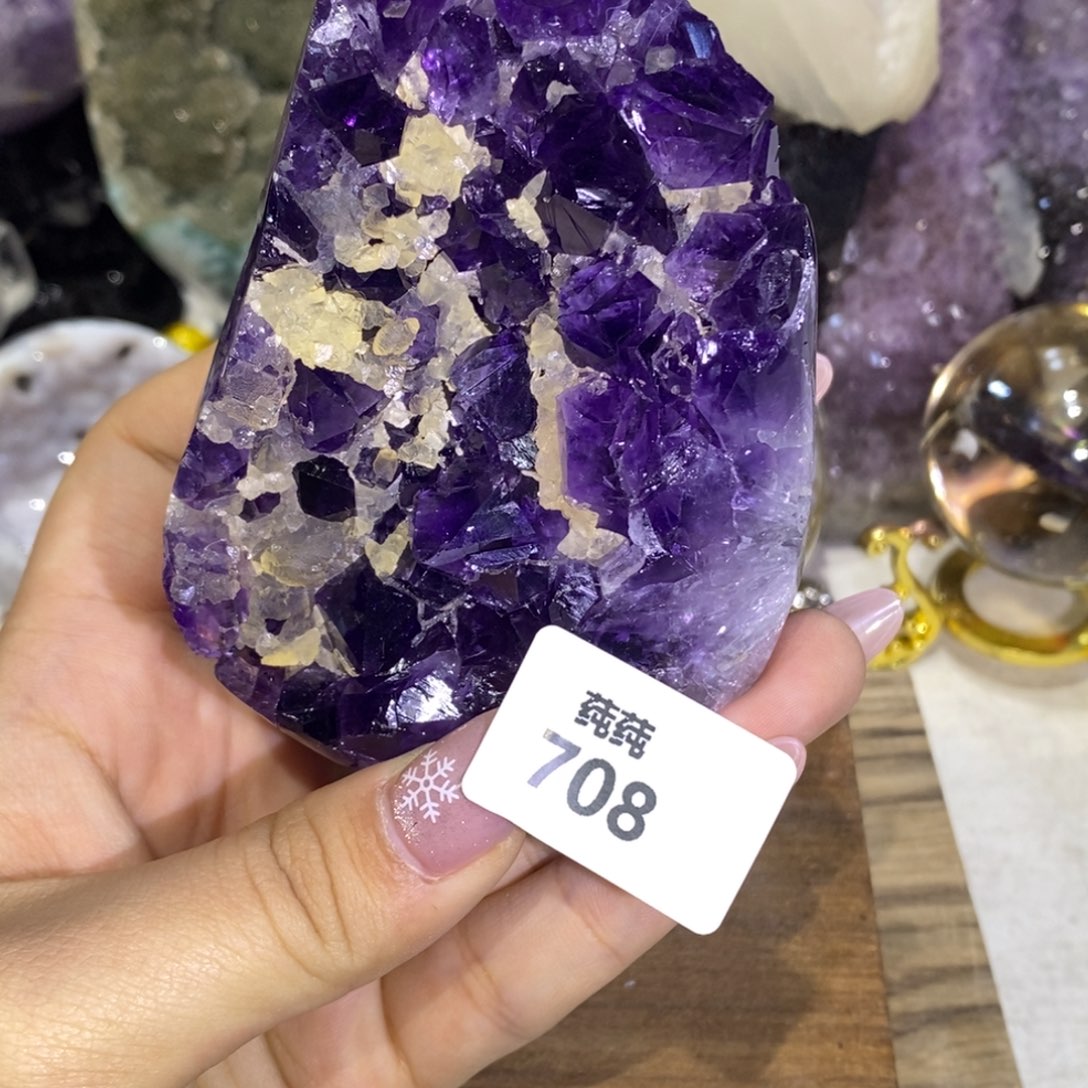紫晶未镶嵌大型摆件（非配饰）方解石全抛