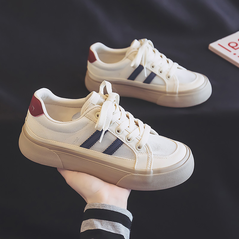 人本网面鞋女夏季镂空透气帆布鞋百搭休闲单鞋学生低帮ins板鞋