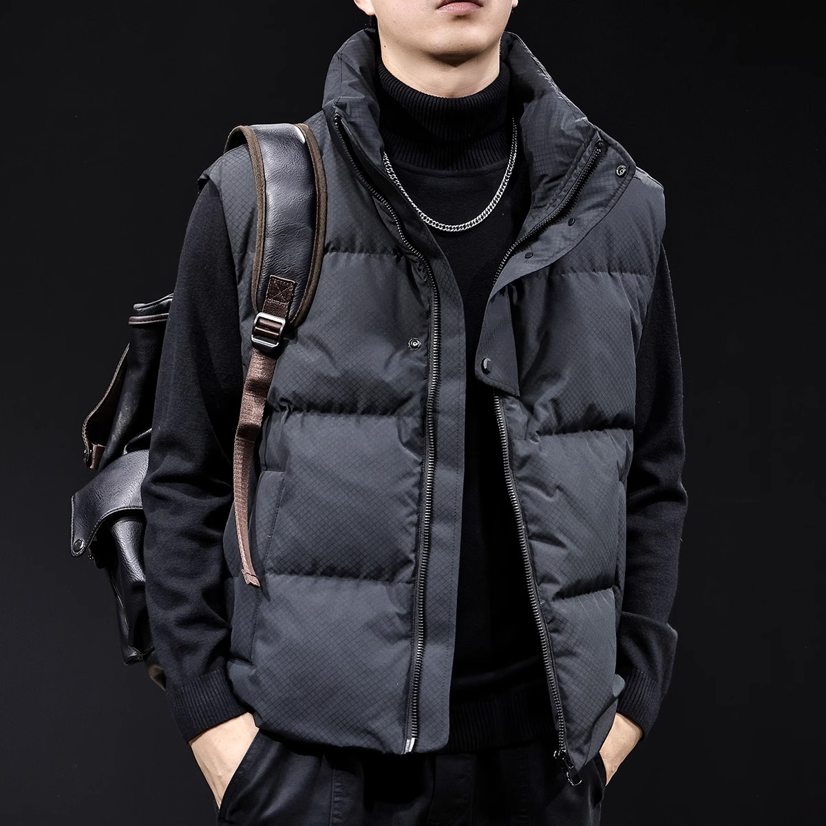 2024爆款马甲羽绒服男加厚保暖衣服立领男士潮牌外套大码秋冬908