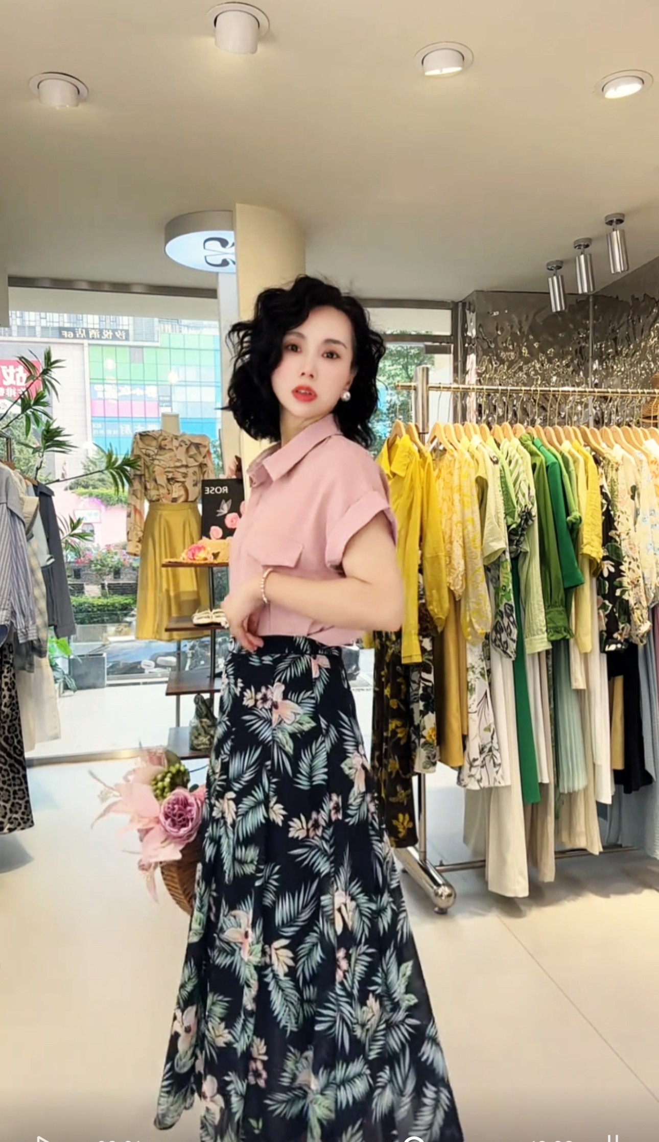 881*高定轻奢混纺垂感印花半身裙