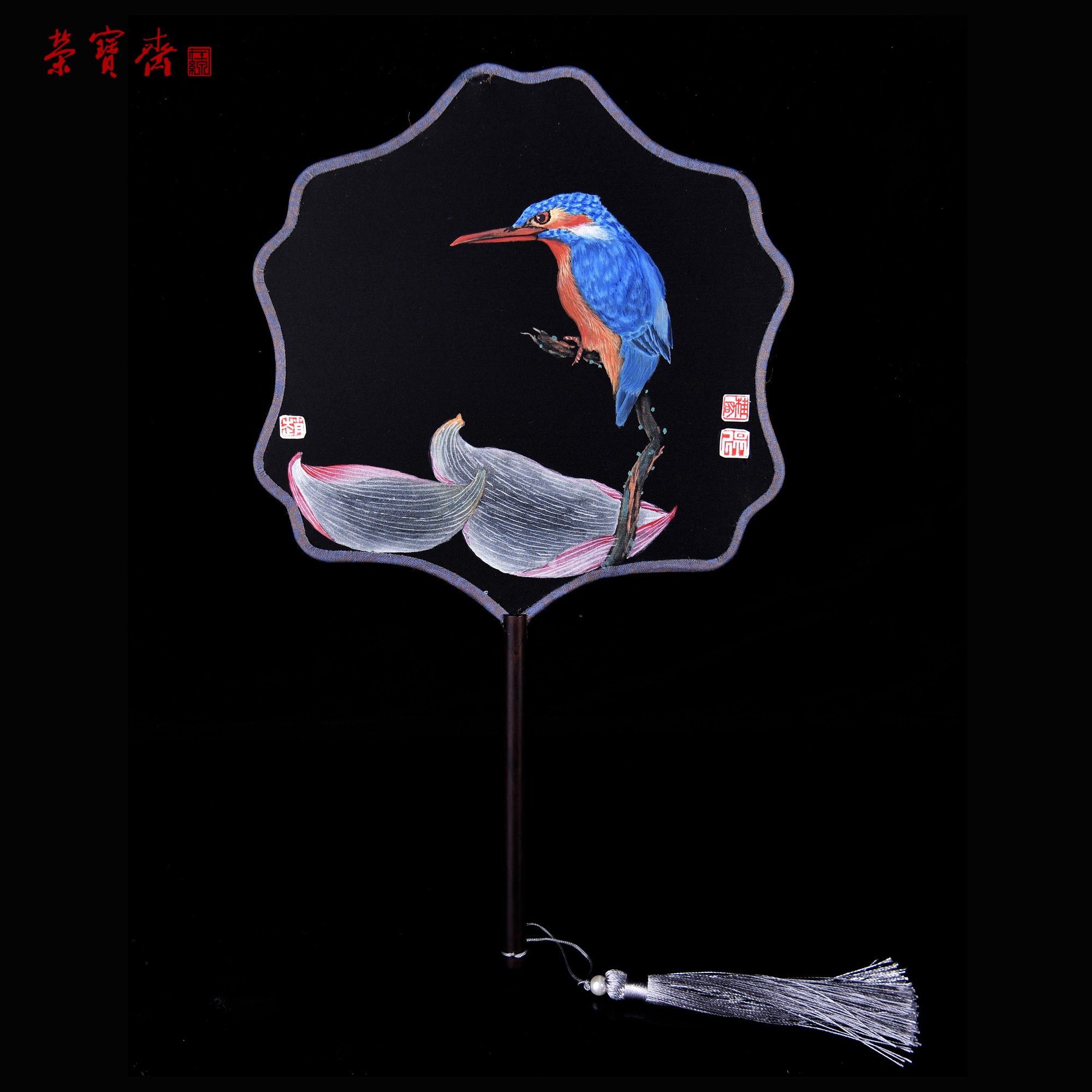 早14（g80882）《花鸟宫扇》书画 宫扇 21*21cm