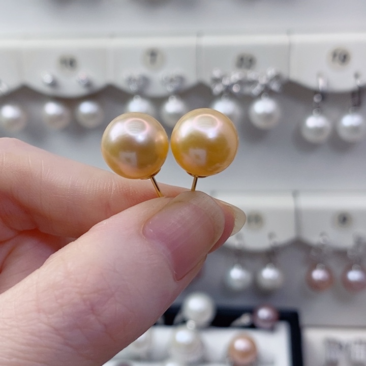 淡水珍珠耳饰银S925镶嵌A