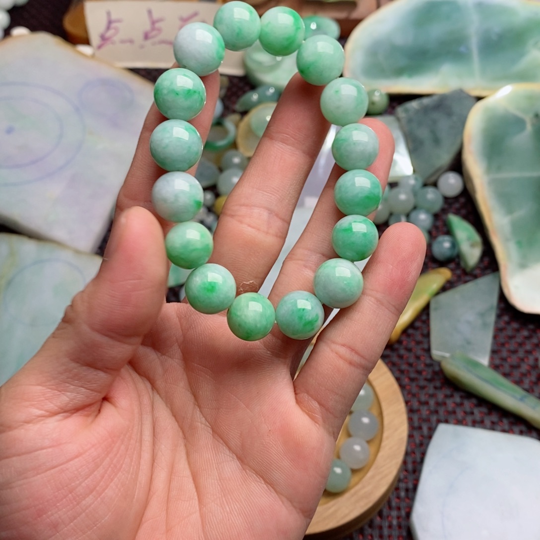 无磁石卡12加白底青手串