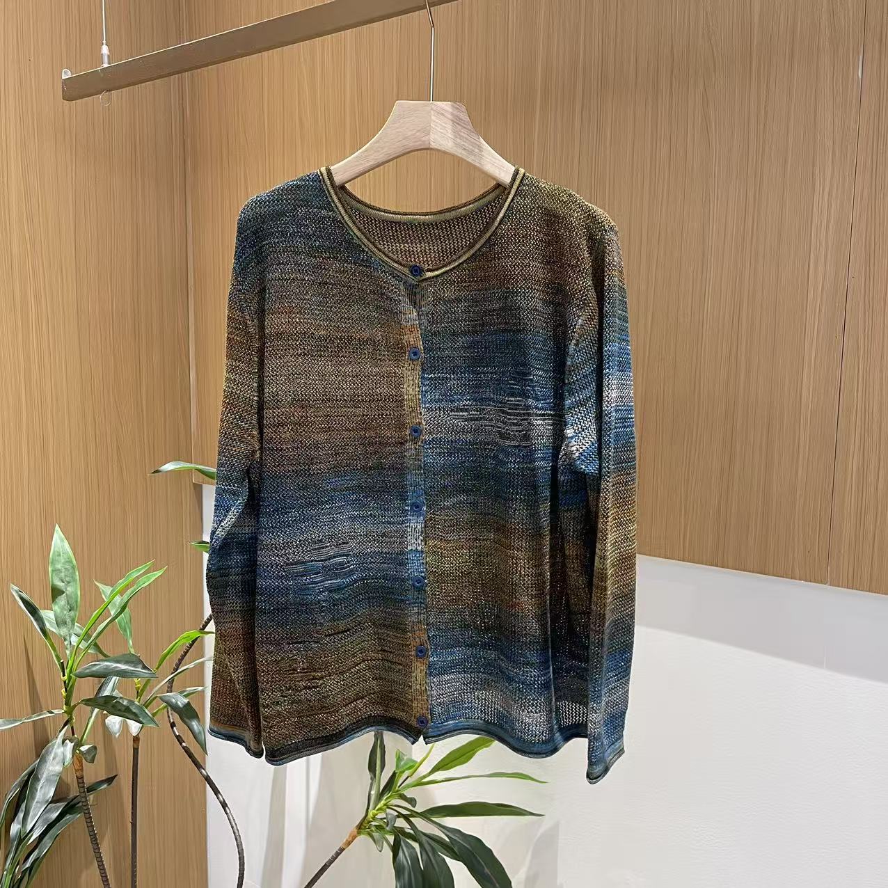 15015新款春秋宽松显瘦撞色百搭针织开衫T恤