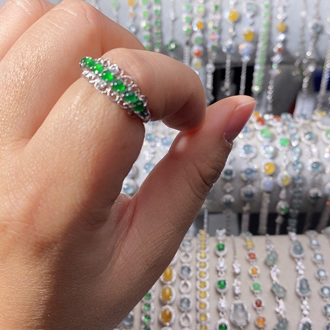 翡翠银S925镶嵌戒指