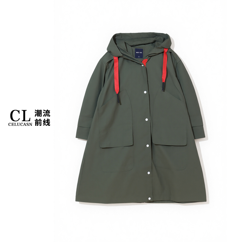 H8BB8052#风衣连帽中长款风衣冬季大衣长款秋冬长袖潮流连帽
