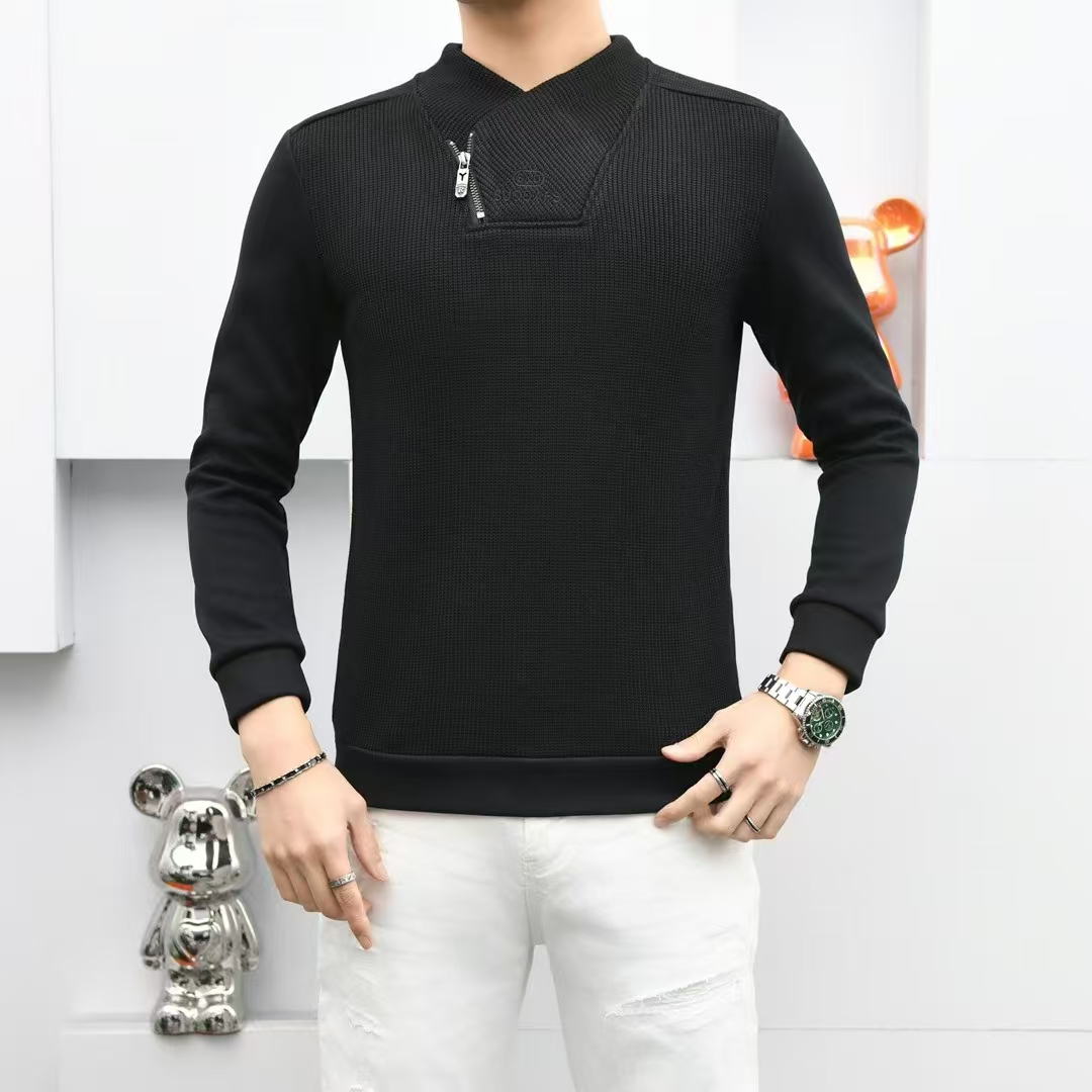 【总裁同款】2024时尚潮流男士冬季日常百搭个性长袖立领气质卫衣