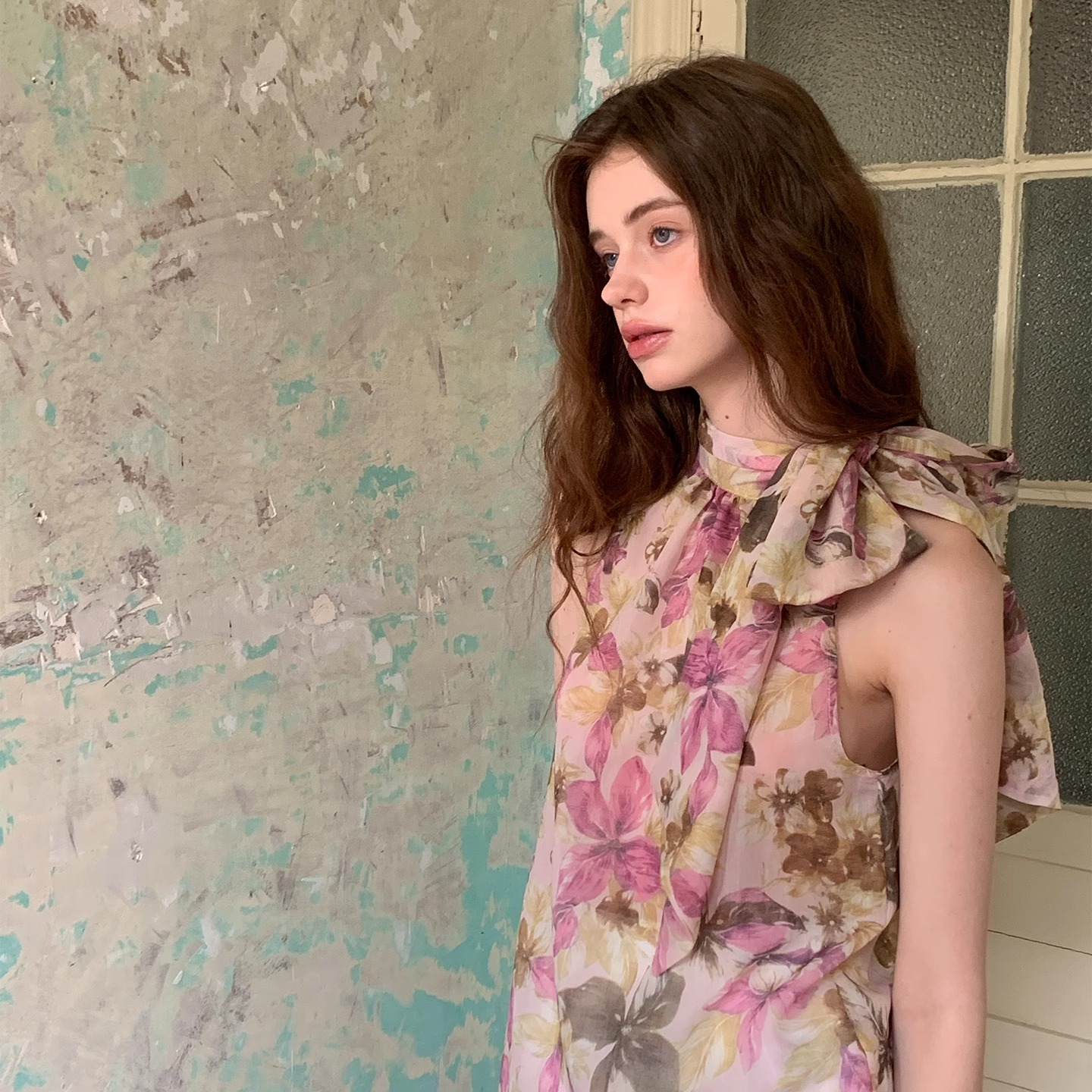 ZHUYIYI 新款甜美蝴蝶结印花衬衫女夏原创百搭修身设计感显瘦